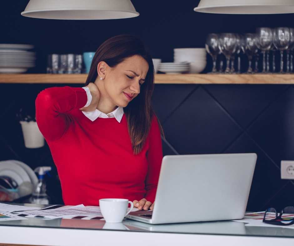 computer worker with painful neck